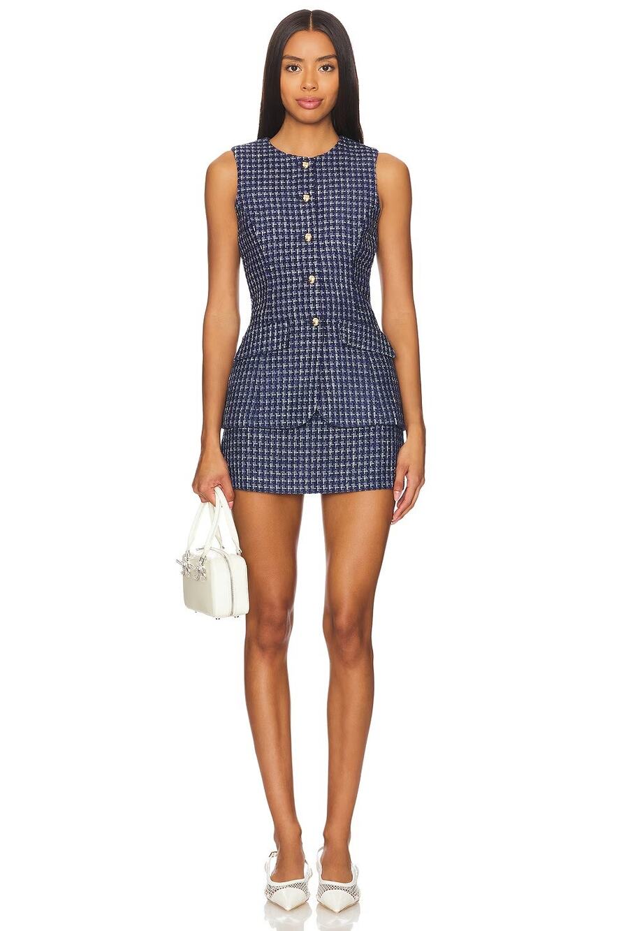 Amanda Uprichard Kendall Romper Tweed Preppy Minimalist Work Party Fall Winter S
